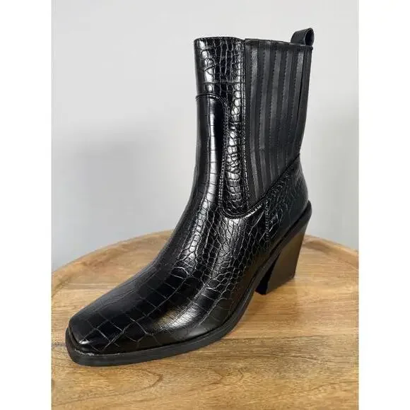 NWB H Halston Women's Charlotte Ankle Boots Black US Size 9 - Picture 6 of 11